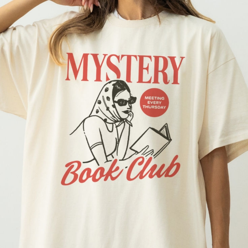 Mystery Book Club, cozy mystery club shirt, murder mystery club retro tshirt